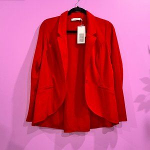 JustFab Red High-Low Zip Back Blazer